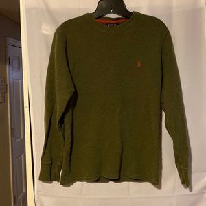 Army green long sleeve polo shirt